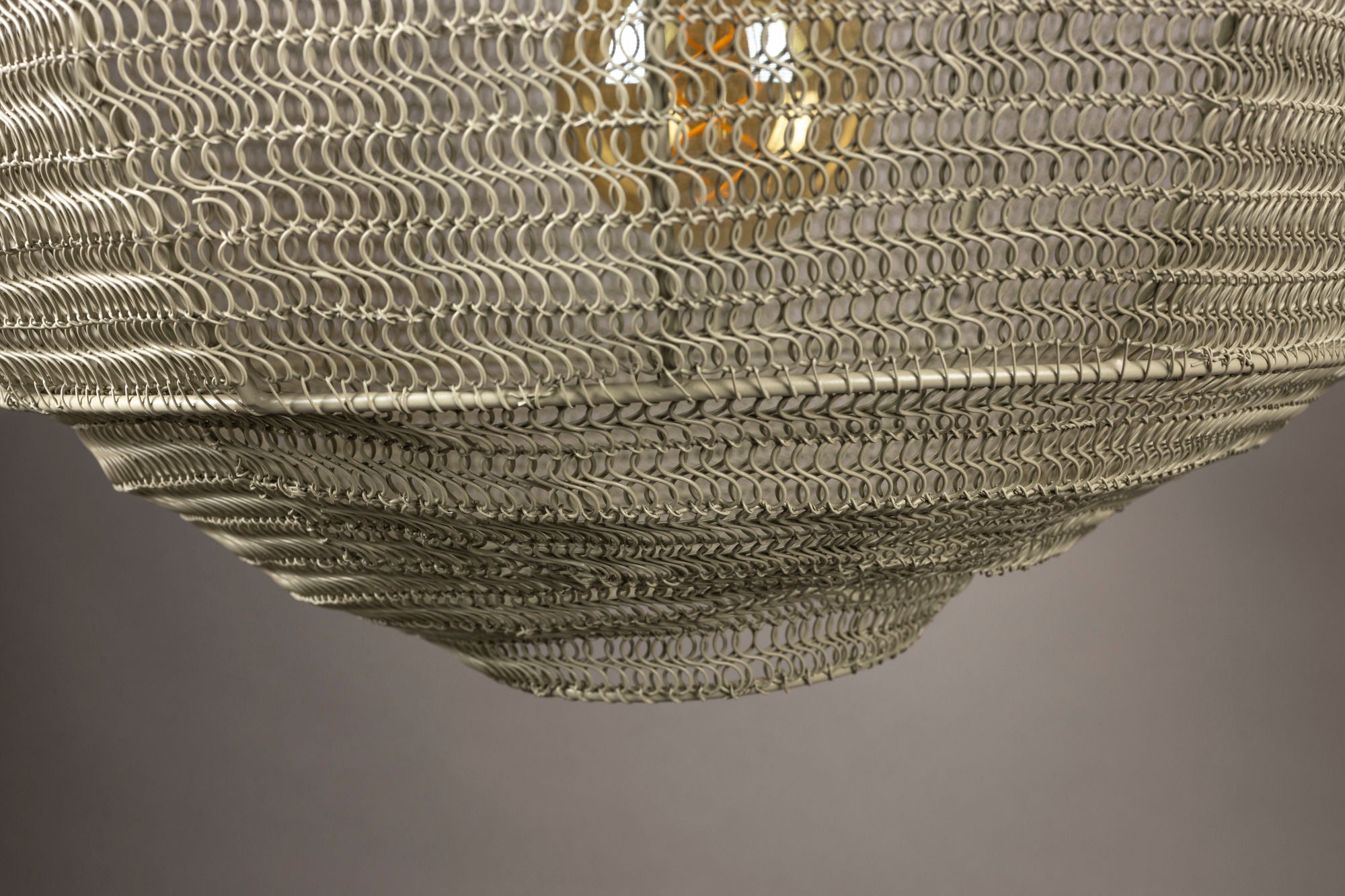Dutchbone Meezan Sand Grey Metal Weave Pendant Lamp Medium